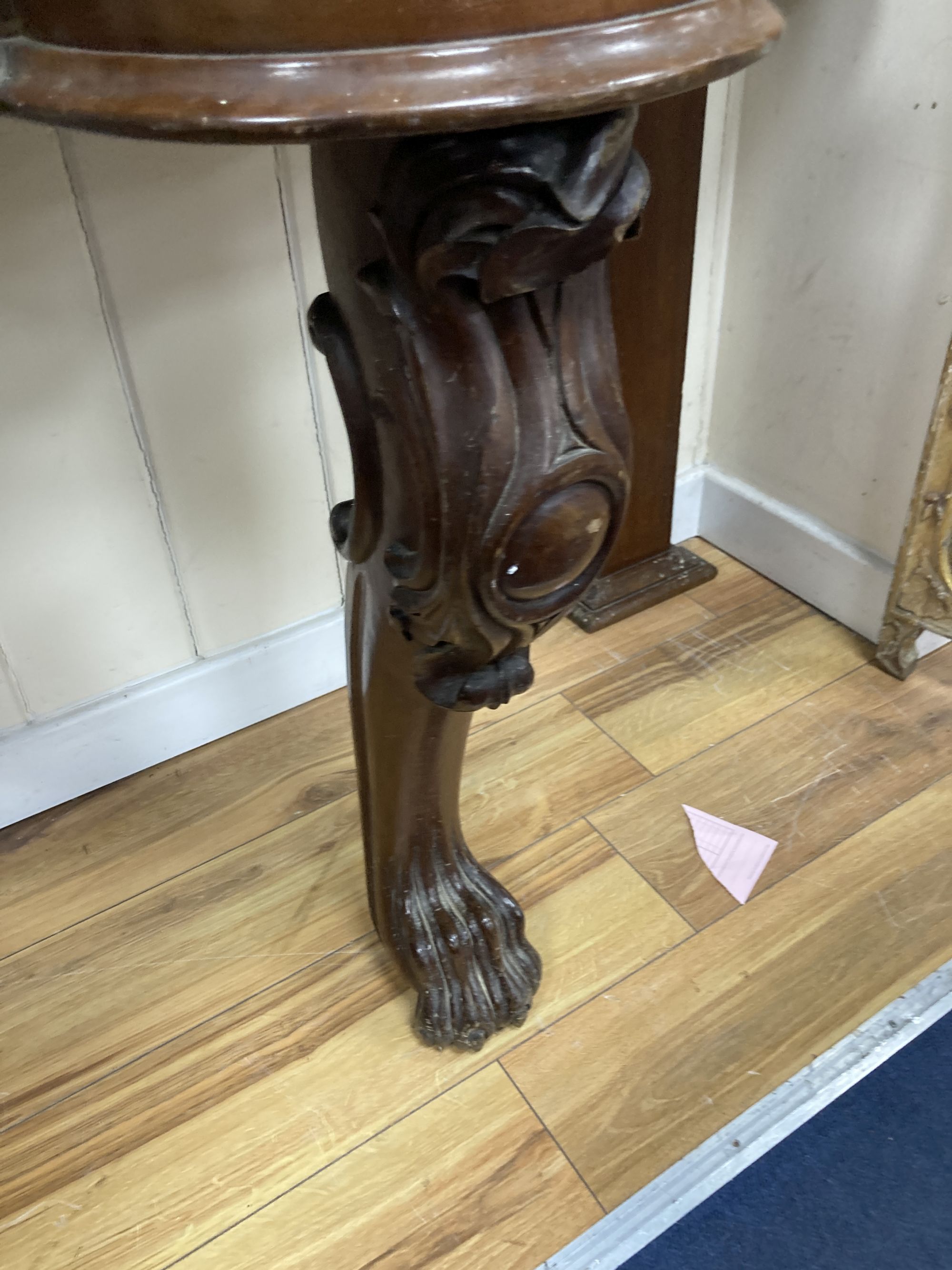 A Victorian mahogany console table, width 122cm, depth 56cm, height 82cm